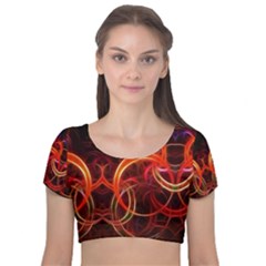 Velvet Short Sleeve Crop Top  