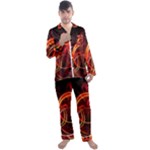 Construction Background Geometric Men s Long Sleeve Satin Pajamas Set