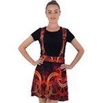 Construction Background Geometric Velvet Suspender Skater Skirt
