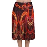 Construction Background Geometric Velvet Flared Midi Skirt