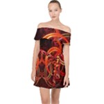 Colorful Prismatic Chromatic Off Shoulder Chiffon Dress
