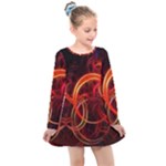 Construction Background Geometric Kids  Long Sleeve Dress