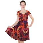 Construction Background Geometric Cap Sleeve Midi Dress