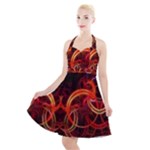 Construction Background Geometric Halter Party Swing Dress 