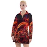Background Fractal Abstract Women s Long Sleeve Casual Dress
