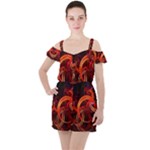 Colorful Prismatic Chromatic Ruffle Cut Out Chiffon Playsuit