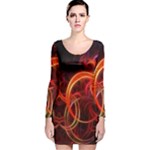 Background Fractal Abstract Long Sleeve Velvet Bodycon Dress