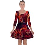 Background Fractal Abstract Quarter Sleeve Skater Dress