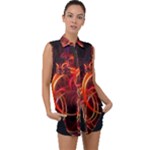 Abstract Seamless Pattern Sleeveless Chiffon Button Shirt