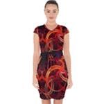 Background Fractal Abstract Capsleeve Drawstring Dress 