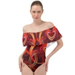 Colorful Prismatic Chromatic Off Shoulder Velour Bodysuit 