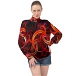 Abstract Seamless Pattern High Neck Long Sleeve Chiffon Top