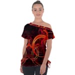 Background Fractal Abstract Off Shoulder Tie-Up T-Shirt