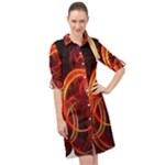 Construction Background Geometric Long Sleeve Mini Shirt Dress