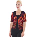 Background Fractal Abstract Cropped Button Cardigan