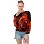 Construction Background Geometric Banded Bottom Chiffon Top