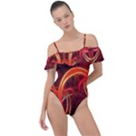 Colorful Prismatic Chromatic Frill Detail One Piece Swimsuit