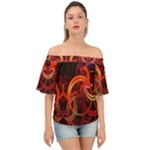 Construction Background Geometric Off Shoulder Short Sleeve Top
