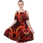Construction Background Geometric Cut Out Shoulders Chiffon Dress