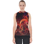 Background Fractal Abstract Mock Neck Shell Top
