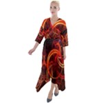 Colorful Prismatic Chromatic Quarter Sleeve Wrap Front Maxi Dress