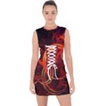 Colorful Prismatic Chromatic Lace Up Front Bodycon Dress