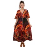 Construction Background Geometric Kimono Sleeve Boho Dress