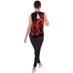 Mock Neck Chiffon Sleeveless Top 