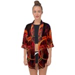 Background Fractal Abstract Open Front Chiffon Kimono