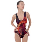 Construction Background Geometric Side Cut Out Swimsuit