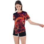 Abstract Seamless Pattern Asymmetrical Short Sleeve Sports T-Shirt