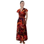 Construction Background Geometric Flutter Sleeve Maxi Dress