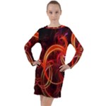 Abstract Seamless Pattern Long Sleeve Hoodie Dress