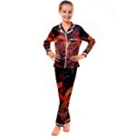 Abstract Seamless Pattern Kids  Satin Long Sleeve Pajamas Set