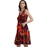 Background Fractal Abstract Sleeveless V-Neck Skater Dress with Pockets