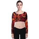 Background Fractal Abstract Velvet Long Sleeve Crop Top