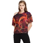 Construction Background Geometric One Shoulder Cut Out T-Shirt