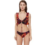 Abstract Seamless Pattern Low Cut Ruffle Edge Bikini Set