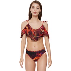 Ruffle Edge Tie Up Bikini Set	 