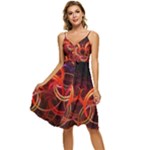 Colorful Prismatic Chromatic Sleeveless Tie Front Chiffon Dress