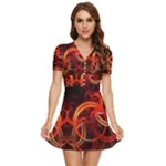 Colorful Prismatic Chromatic V-Neck High Waist Chiffon Mini Dress