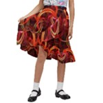 Abstract Seamless Pattern Kids  Ruffle Flared Wrap Midi Skirt