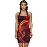 Abstract Seamless Pattern Sleeveless Wide Square Neckline Ruched Bodycon Dress