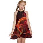 Abstract Seamless Pattern Kids  Halter Collar Waist Tie Chiffon Dress
