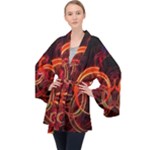 Background Fractal Abstract Long Sleeve Velvet Kimono 