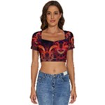 Abstract Seamless Pattern Short Sleeve Square Neckline Crop Top 