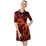 Background Fractal Abstract Belted Shirt Dress