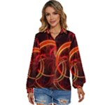 Abstract Seamless Pattern Women s Long Sleeve Button Up Shirt