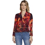 Abstract Seamless Pattern Women s Long Sleeve Revers Collar Cropped Jacket