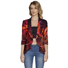 Women s 3/4 Sleeve Ruffle Edge Open Front Jacket 